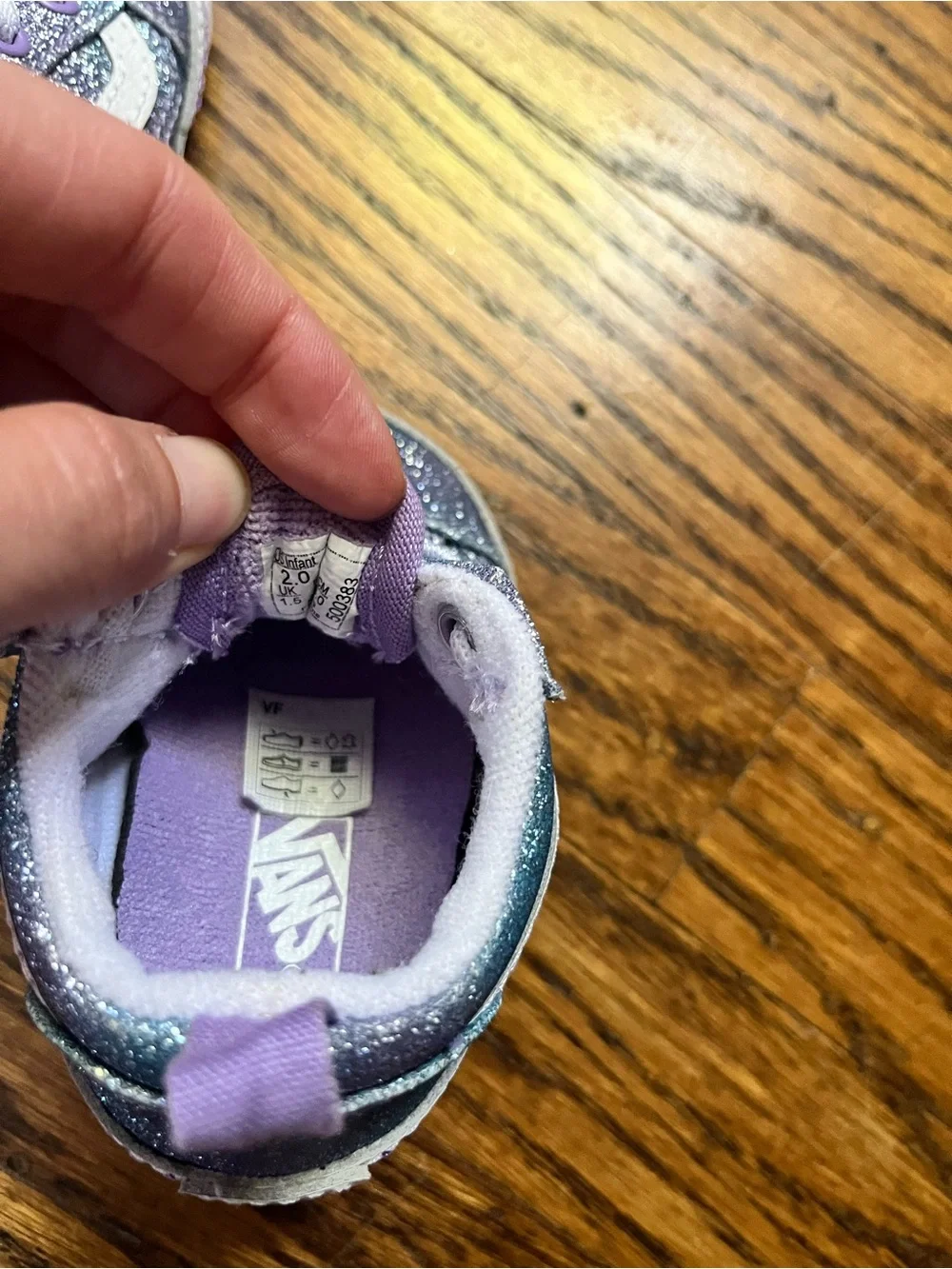 Baby Van’s Glitter Crib Shoes Sneakers - Purple & Teal